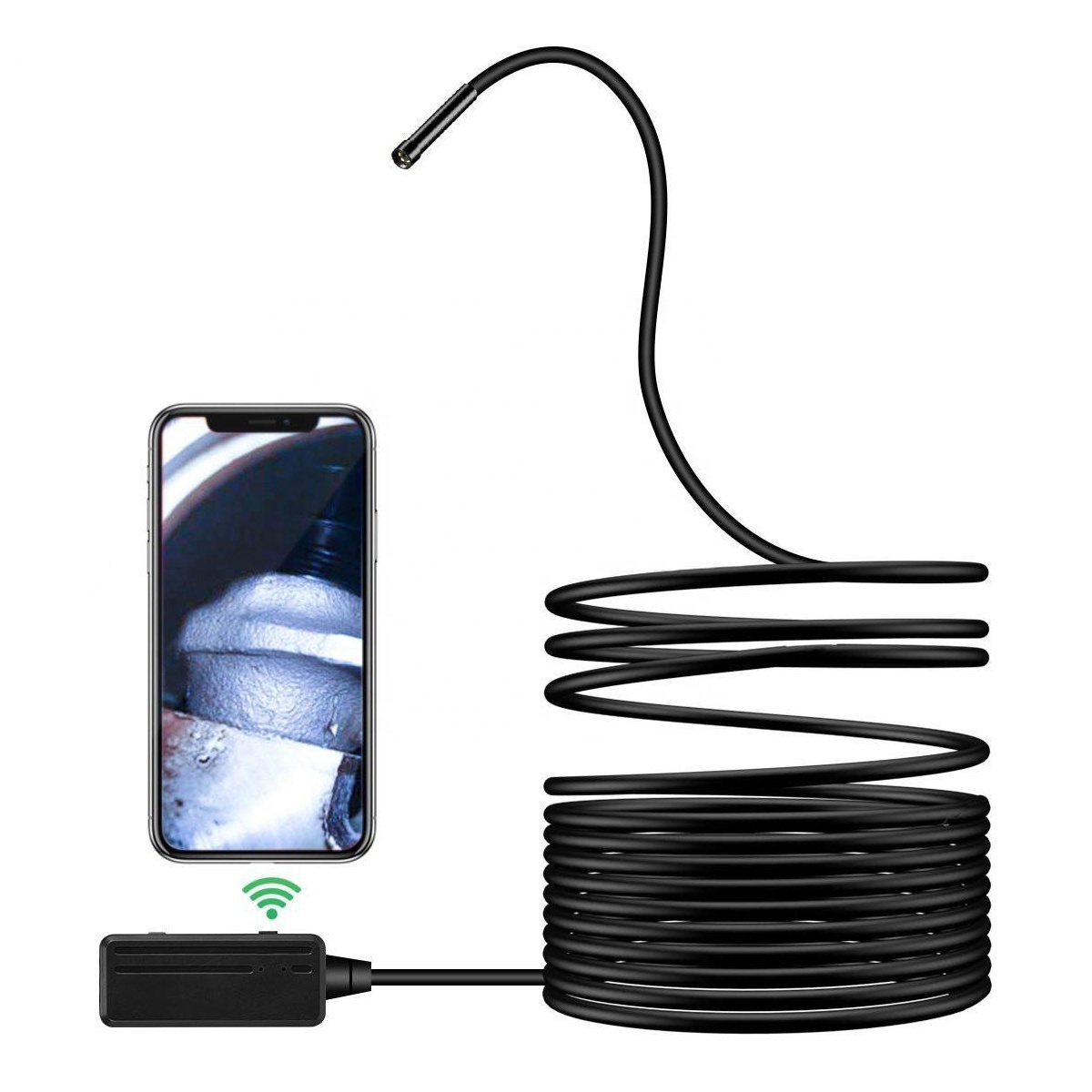 5.5mm Wireless Endoscope WiFi Borescope Inspection Camera 2.0MP HD Semi-rigid Snake Camera for Inspecting Motor Engine Sewer