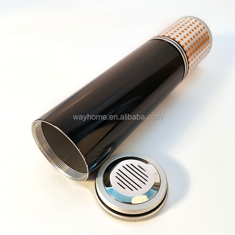 Tobacco Tube  Aluminium Leather Cigar Tube With Hygrometer Cigar Holder Tube Jar Hold 3-5 Cigars CU-033B