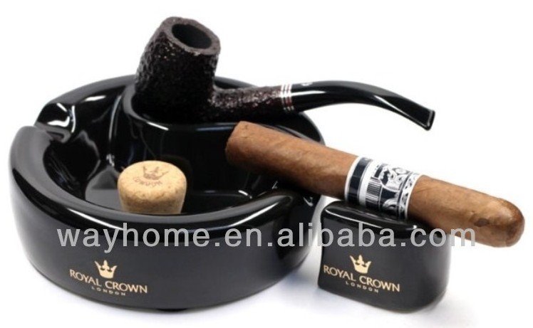 Black Cigar ceramic ashtray for tobacco pipe smoking ashtray AP-001