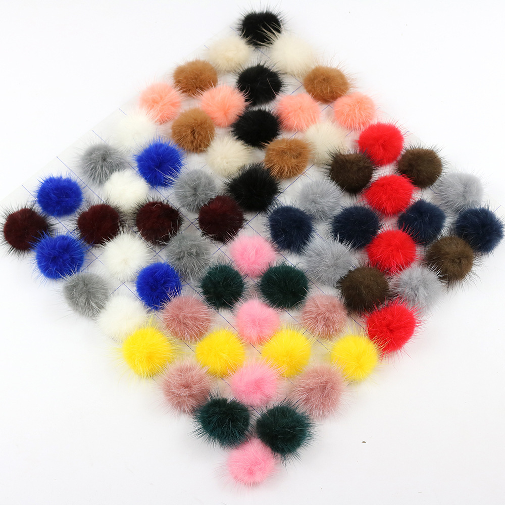 Factory 3cm Mink Tail DIY Fur Ball Fuzzy Pom Poms Garment Custom fluffy soft fur ball pompon for accessories