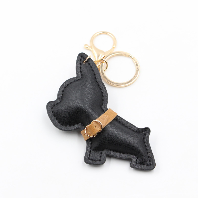 Car key chain French punk bulldog key chain PU leather dog key chain female bag charm small accessories french bulldog keychain