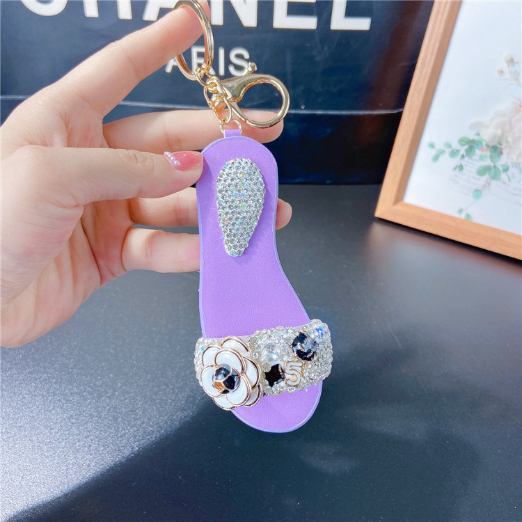 3D Mini Cute sequined Shoe Keychain Shoes Key Chain diamond leather Sandal Pendant holiday gift Party Favors Slipper Keychains