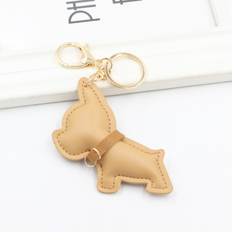 Car key chain French punk bulldog key chain PU leather dog key chain female bag charm small accessories french bulldog keychain