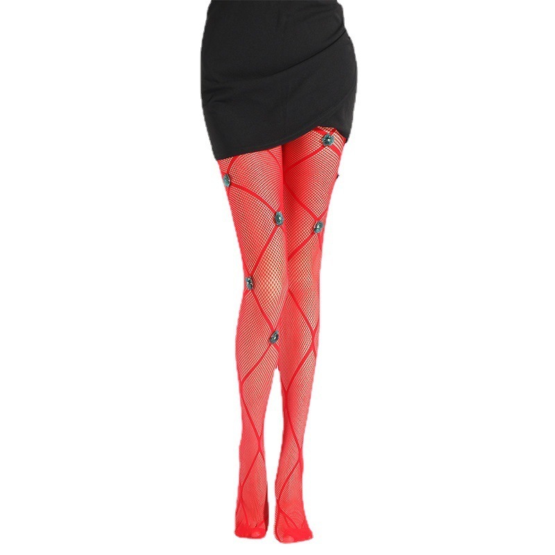 Mature Womens High Heels Waist Tights Fishnet tights Thigh High Pantyhose Feet Sexy Fish Net Silk Stockings with metal chains