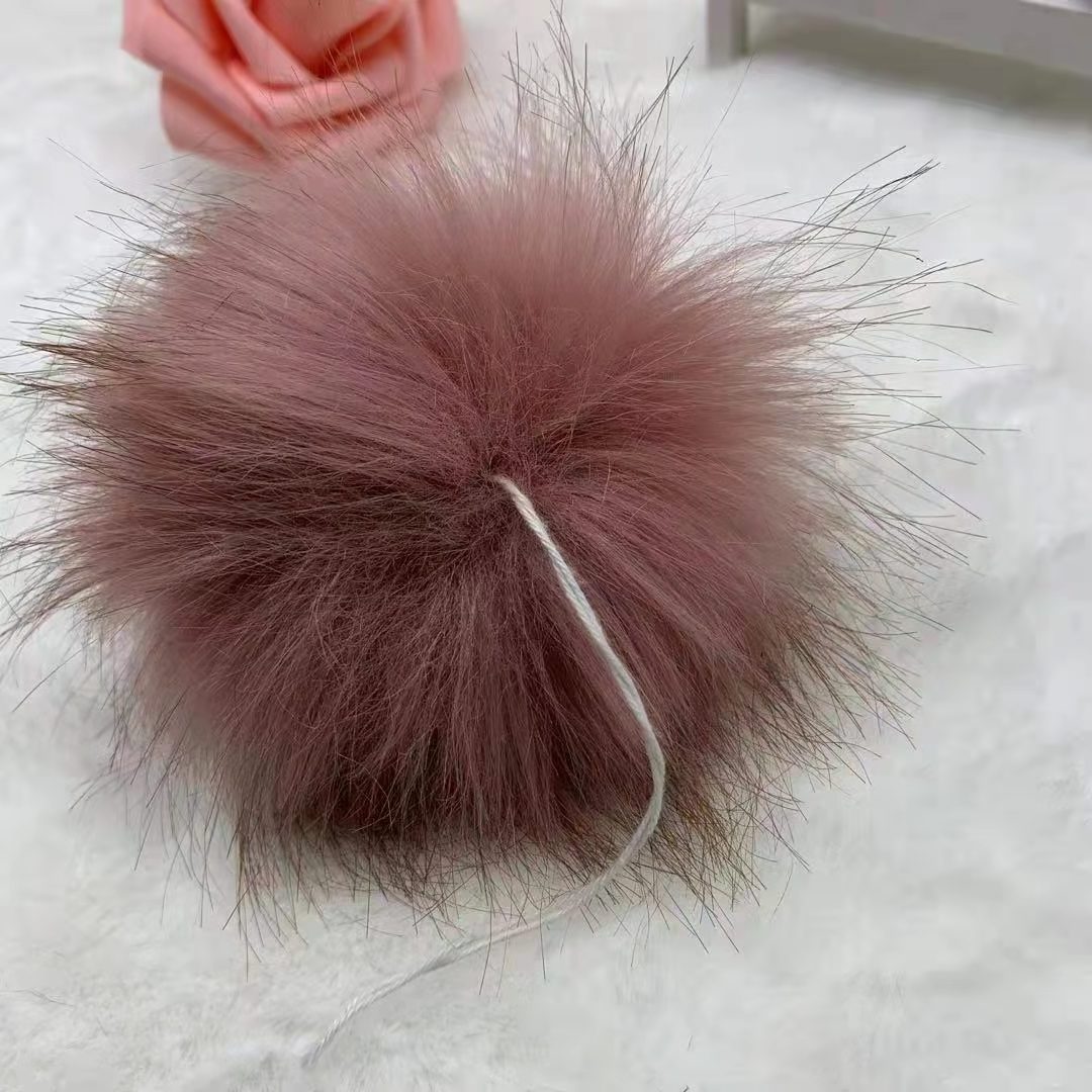 DIY faux Fox fur pompoms for hats with rope 15cm fuzzy fur ball for keychain cloth scarf shoes beanie Custom plush Pom Poms ball