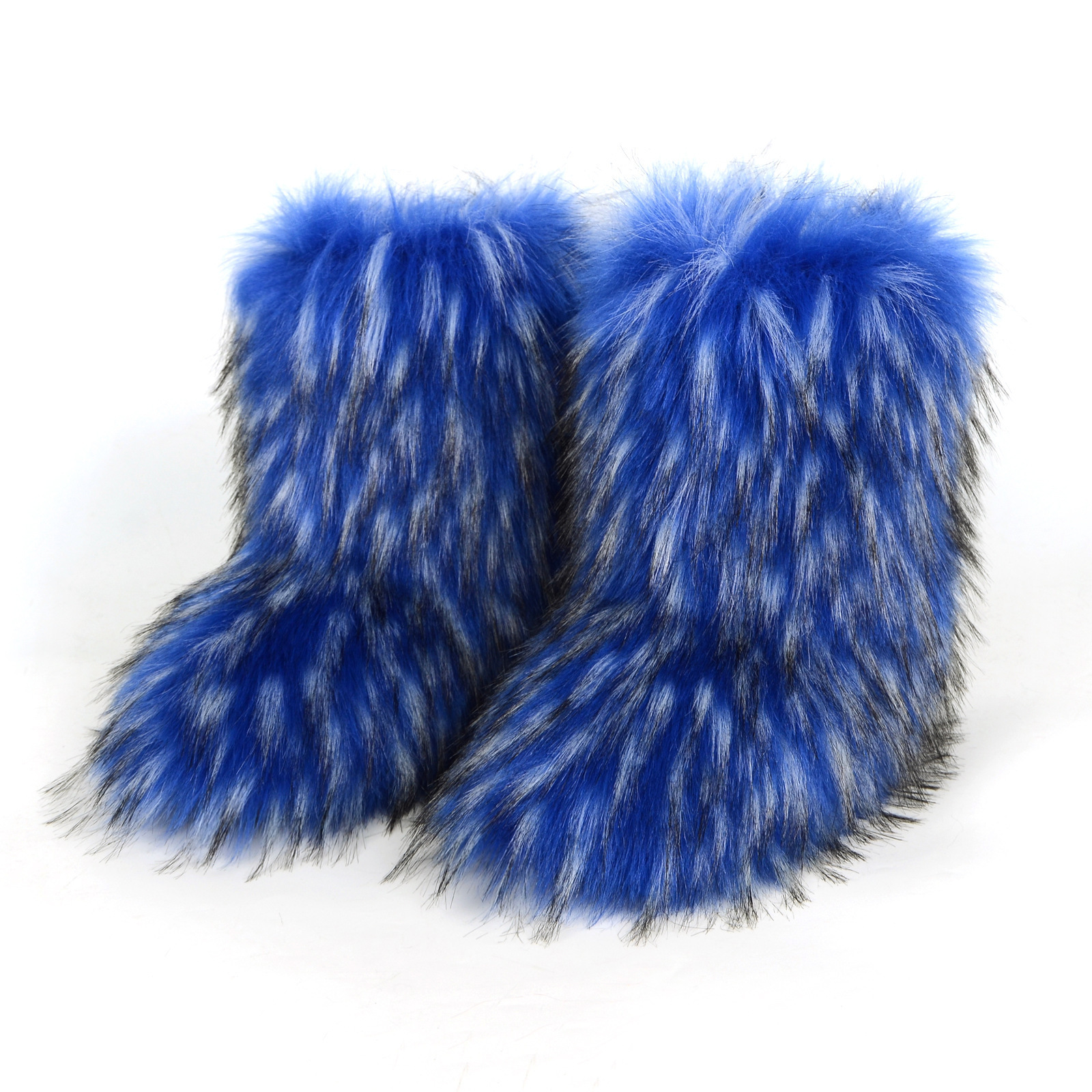 Adult Kid Plush mongolian Snow Boot Mommy and Me Stuffed  imitation raccoon Fur Shoes Y2K Ankle Boots & Bootie For Lady Women