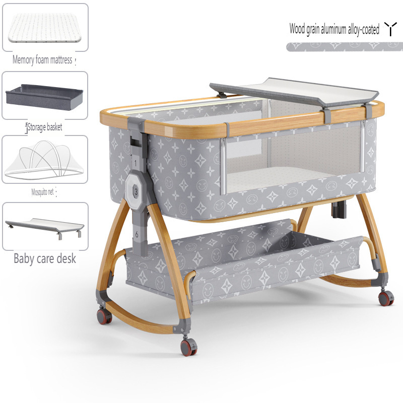 Waystarbaby Newborn Baby Bassinet Bedside Sleeper Crib with Storage Basket  Portable Height Adjustment Breathable Mesh Metal