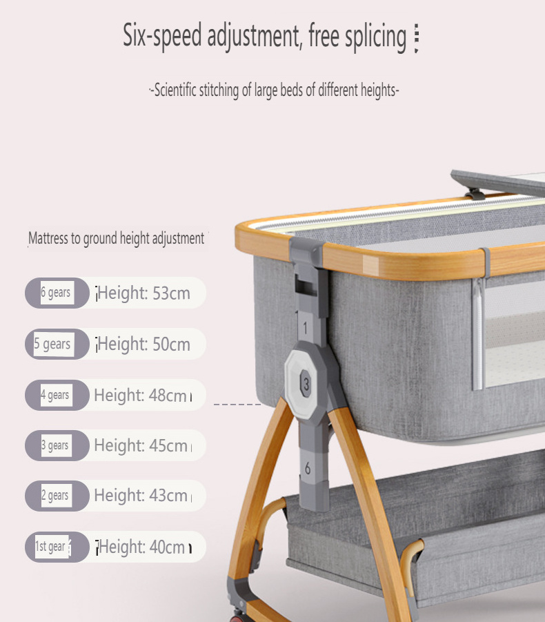 Waystarbaby Bassinet Sleeper Multifunction Baby Cot Bed  Crib Bedside Swing Baby Cradle Foldable Newborn for Baby Metal LMC