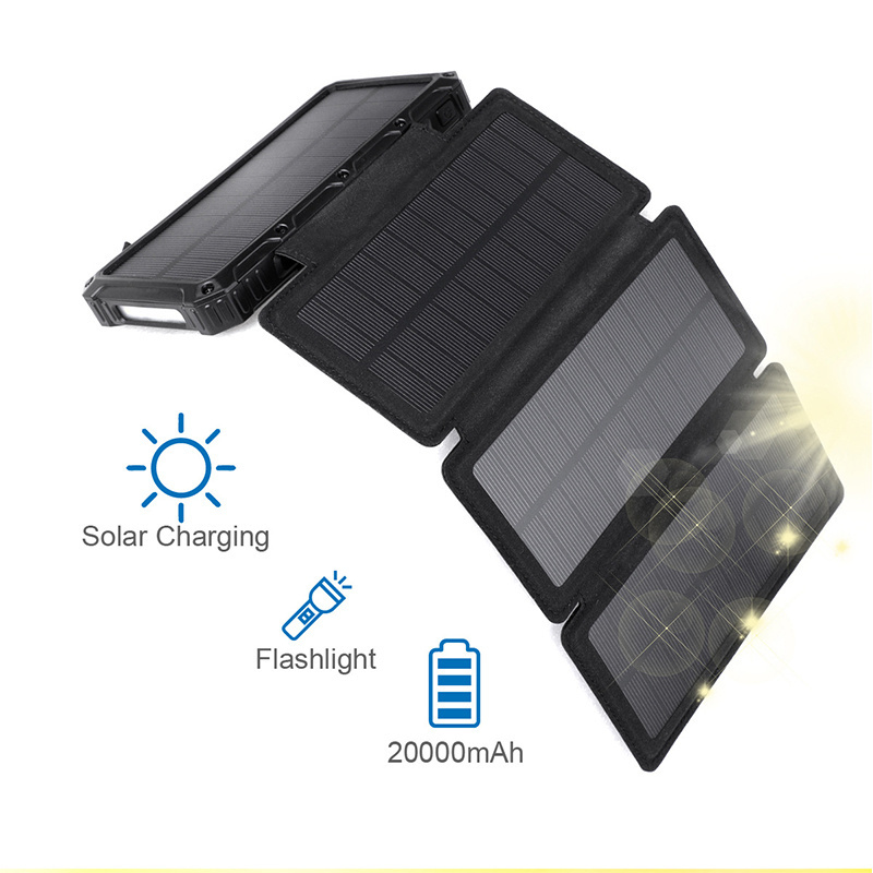 High Efficiency Waterproof Foldable Solar Powered Portable Solar Panel Charger Power Bank for Cell Phone Mobile Phones