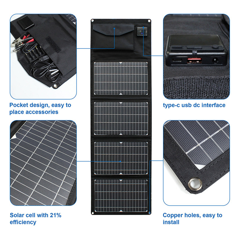 Monocrystalline 14W 21W 28W 60W 100W 200W Solar Power Module Foldable Mico Solar Energy System Photovoltaic Solar Panel