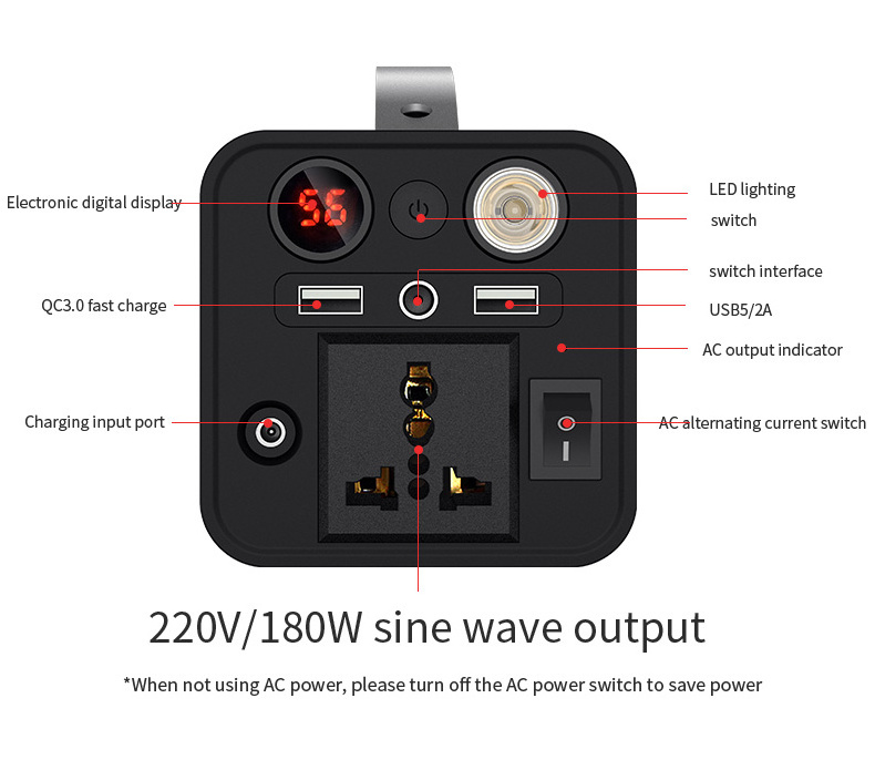 200W Emergency Multi-Function Portable Power Station Outdoor 200W 110V 220V Ac Qc3.0 Fast Charge Lithium Power Station