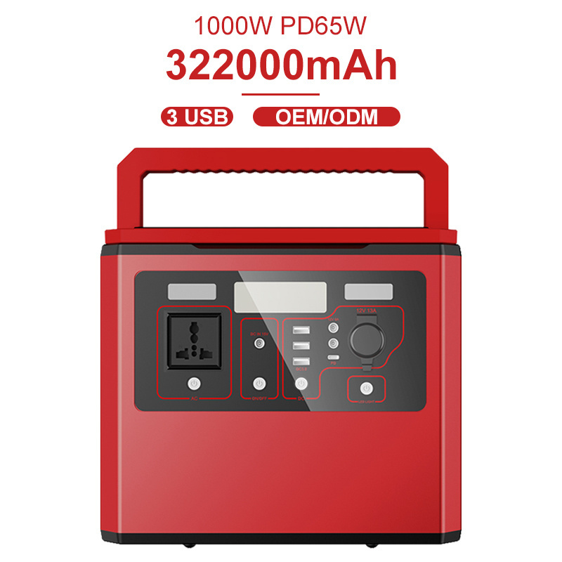 Emergency Rechargeable Lifepo4 Battery Starting Power Supply Portable 1000W Solar Energy Power Pack Wireless Power Station