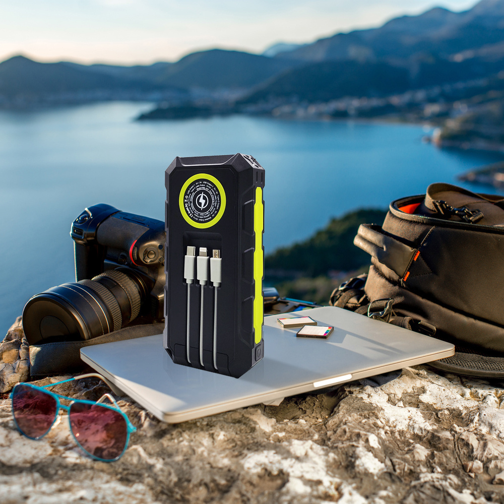 New Design Multifunction Portable Waterproof 30000mah Solar Power Bank Build in Cable with Flashlight Wireless Solar Charger