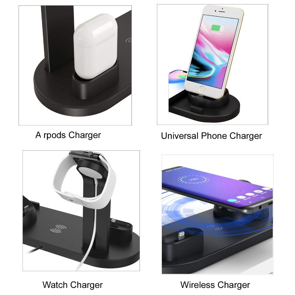 2024 Newly Holder Phone Popular Multifunctional 6 in1 4 in 1 Wireless Charger Fast Charging Dock Stand Desktop Charging Station