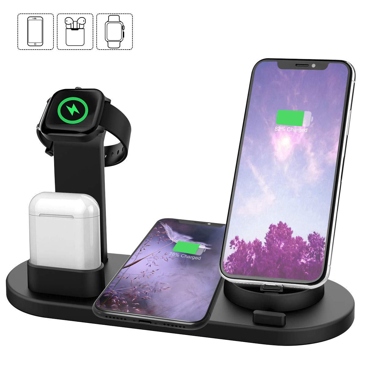 2024 Newly Holder Phone Popular Multifunctional 6 in1 4 in 1 Wireless Charger Fast Charging Dock Stand Desktop Charging Station