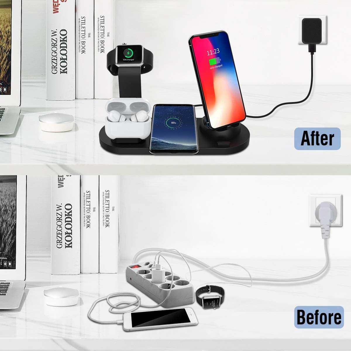 2024 Newly Holder Phone Popular Multifunctional 6 in1 4 in 1 Wireless Charger Fast Charging Dock Stand Desktop Charging Station