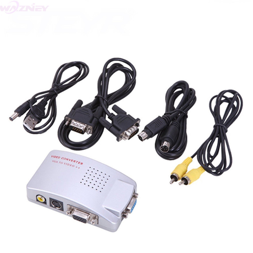 VGA to video Universal PC VGA to TV AV RCA Signal Adapter Converter Video Switch Box Supports NTSC PAL system