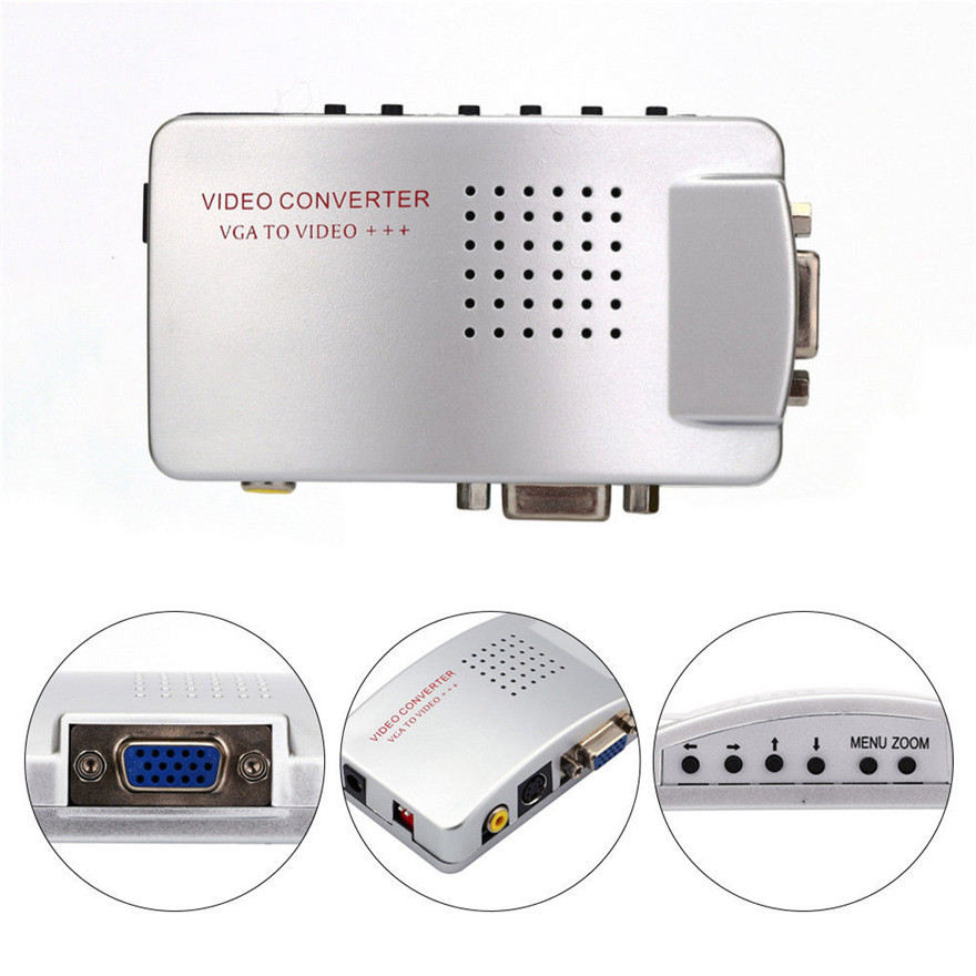 VGA to video Universal PC VGA to TV AV RCA Signal Adapter Converter Video Switch Box Supports NTSC PAL system