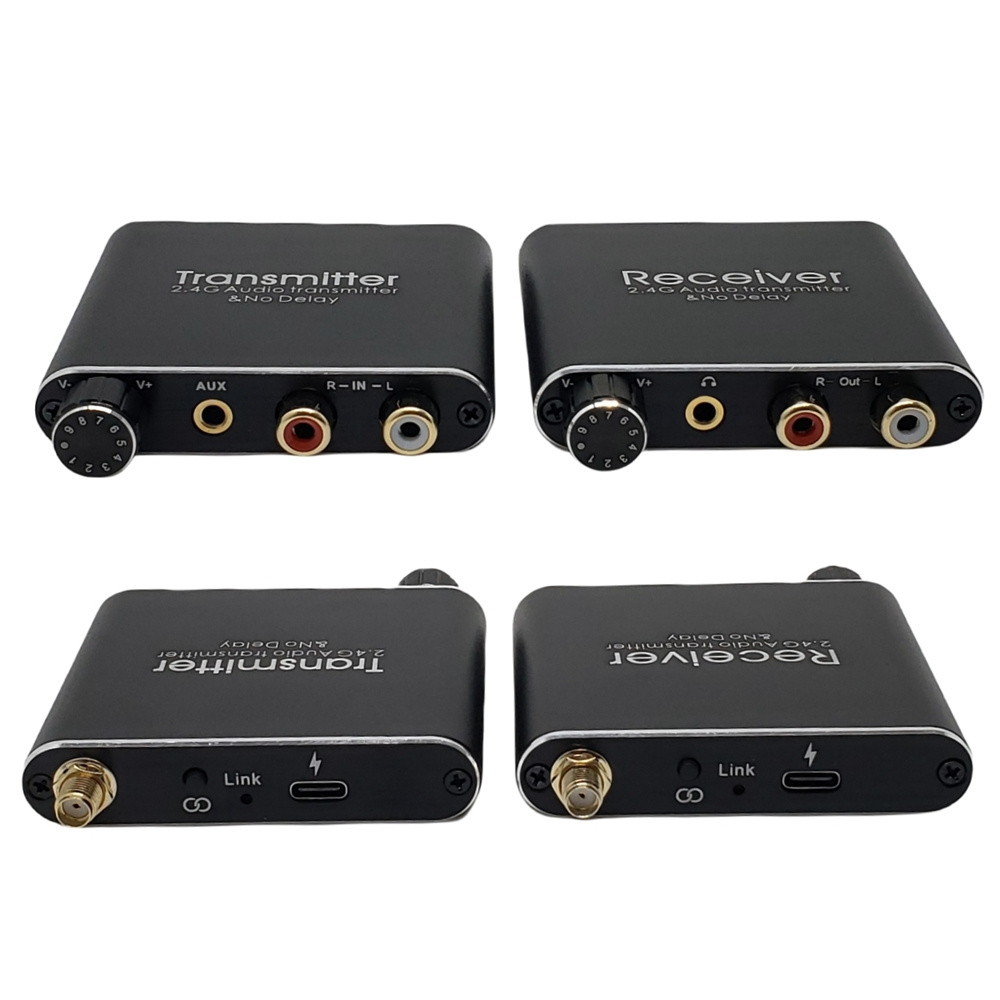 2.4G Wireless Audio Transmitter Receiver 50M NO Delay 2.4Ghz RCA R/L 3.5mm Stereo 192kHz 24bit HiFi For TV speakers Amplifier