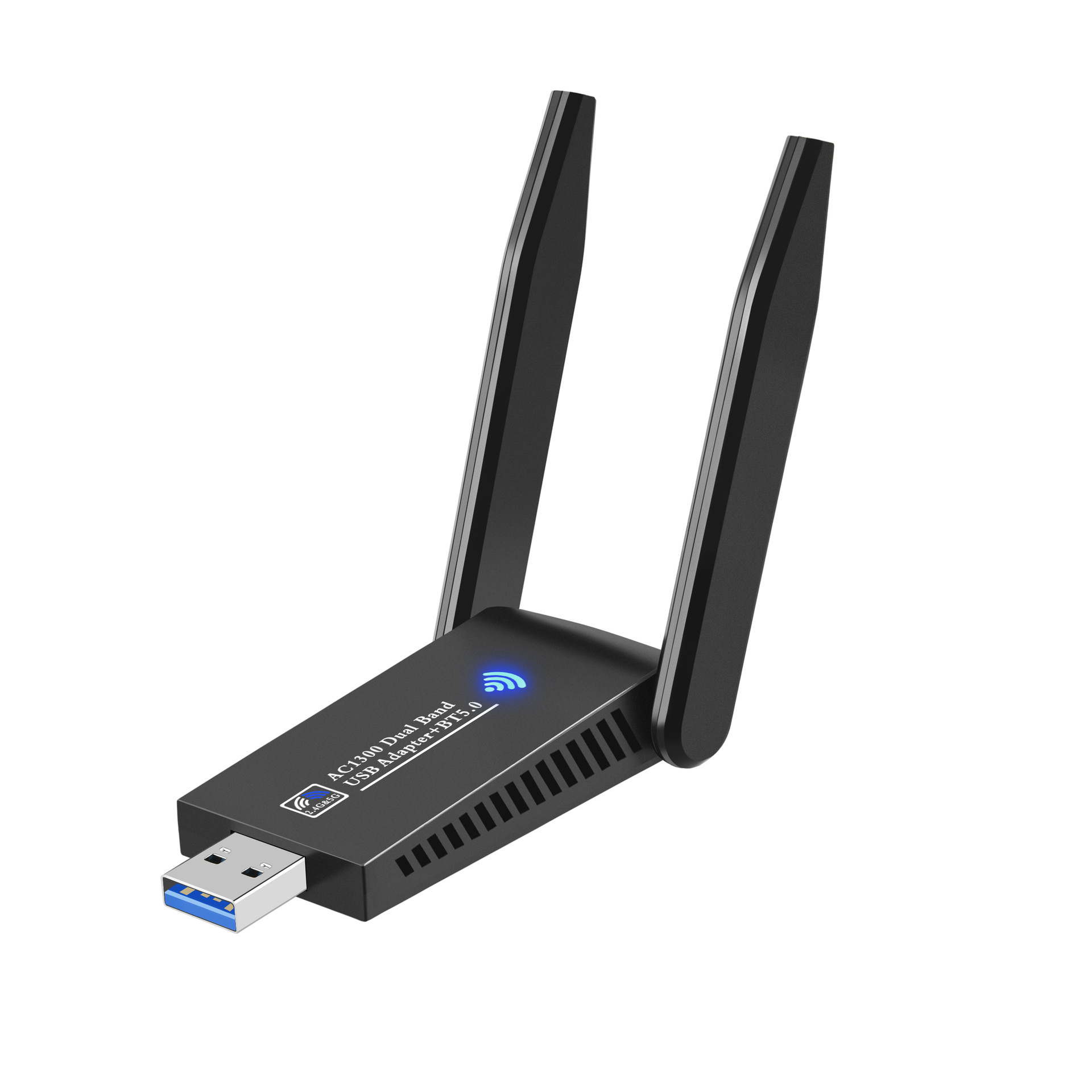 2 in 1 USB 3.0 WiFi Bluetooth Adapter, 1300Mbps Dual Band 2.4/5Ghz Wireless Network card Receiver Mini WiFi Dongle 5dBi Antenna