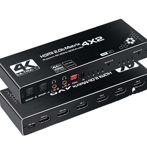 4K@60Hz EDID HDMI Matrix 4x2 Switch Splitter Support HDCP 2.2 Remote Control HDMI Switch 4x2 Spdif 4K Dual HDMI audio separation