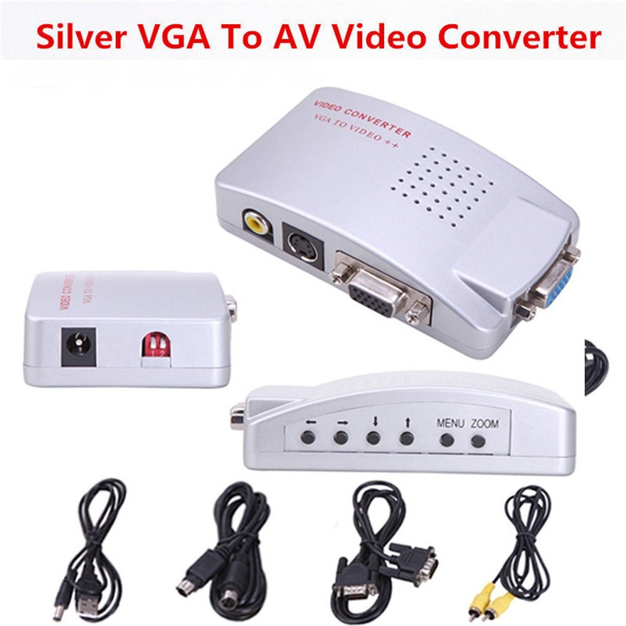 VGA to video Universal PC VGA to TV AV RCA Signal Adapter Converter Video Switch Box Supports NTSC PAL system