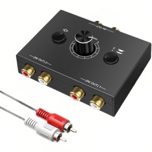 RCA Stereo Audio Switch Bi-Directional 2 in 1 Out R/L Audio Switcher 1 in 2 Out 2RCA Stereo Audio Splitter with Mute Button