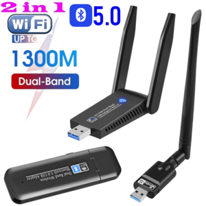 2 in 1 USB 3.0 WiFi Bluetooth Adapter, 1300Mbps Dual Band Wireless Network card Receiver 1200M Mini WiFi Dongle For PC Laptop