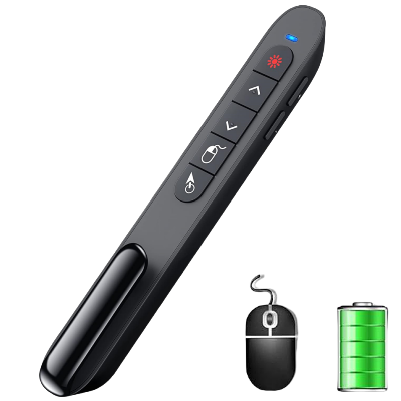 Laser Wireless Presenter Remote with Air Mouse Control, Rechargeable USB Presentation PPT Pointer RF 2.4GZ PowerPoint Clicker