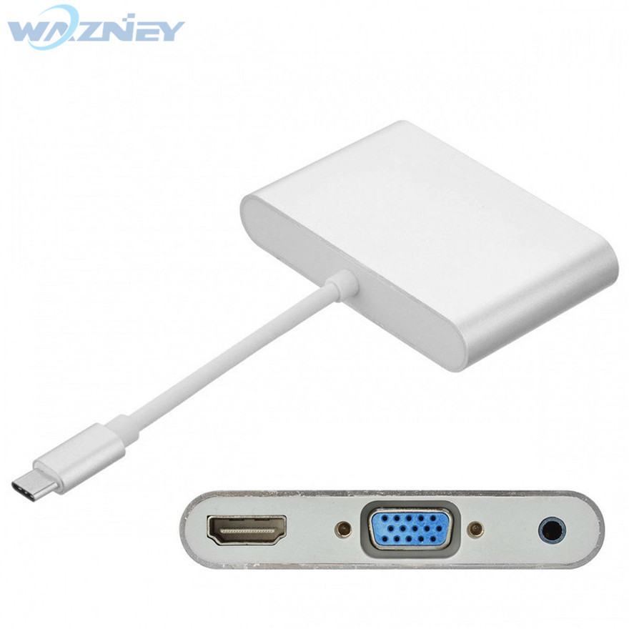 USB C 3.1 Type C Type-c to HDMI 4K VGA UHD Converter Adapter with 3.5mm Audio output For Macbook Google Chromebook S10 S9