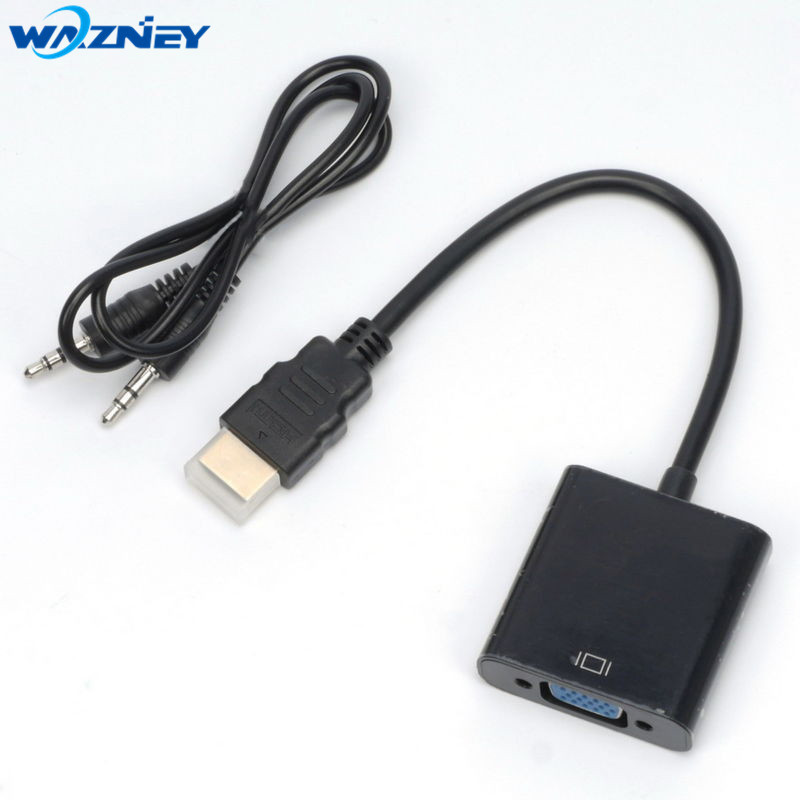 HDMI to VGA Adapter With 3.5mm jack Audio Converter Cable HDMI Male To VGA Female Video Converter Adapter 1080P For PC Tablet la