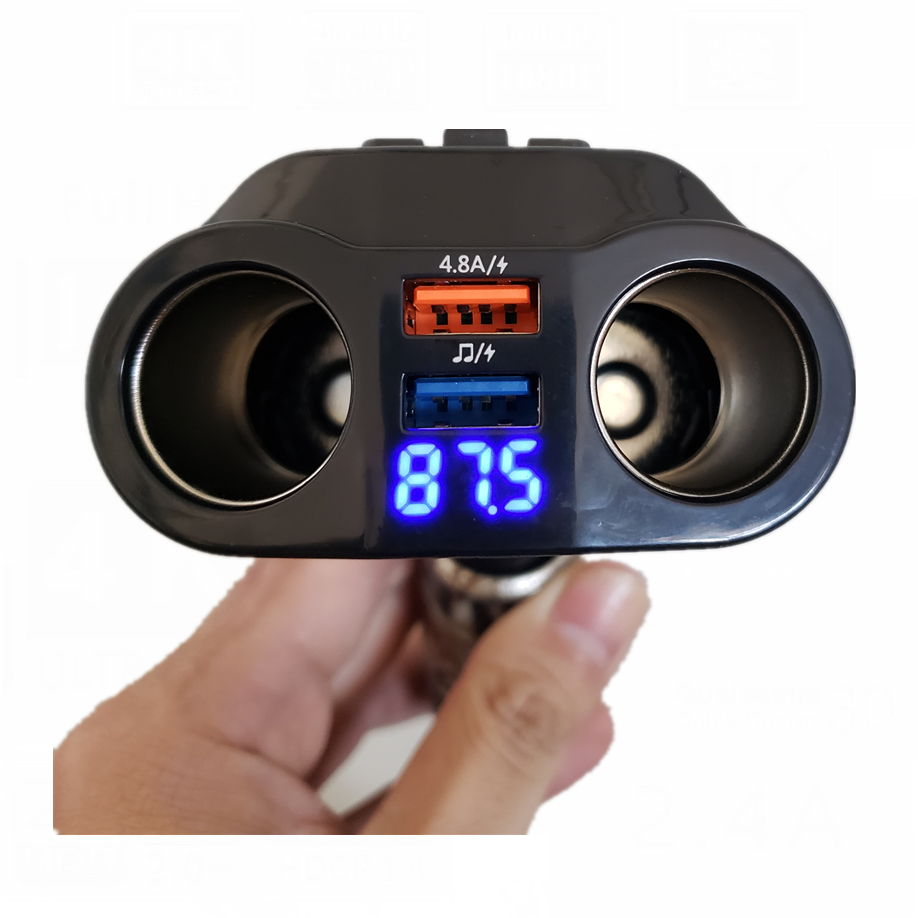 Bluetooth 5.0 FM Transmitter Car Kit MP3 Modulator Player Wireless Handsfree Audio Receiver Dual USB Charger 2 Cigarette Lighter