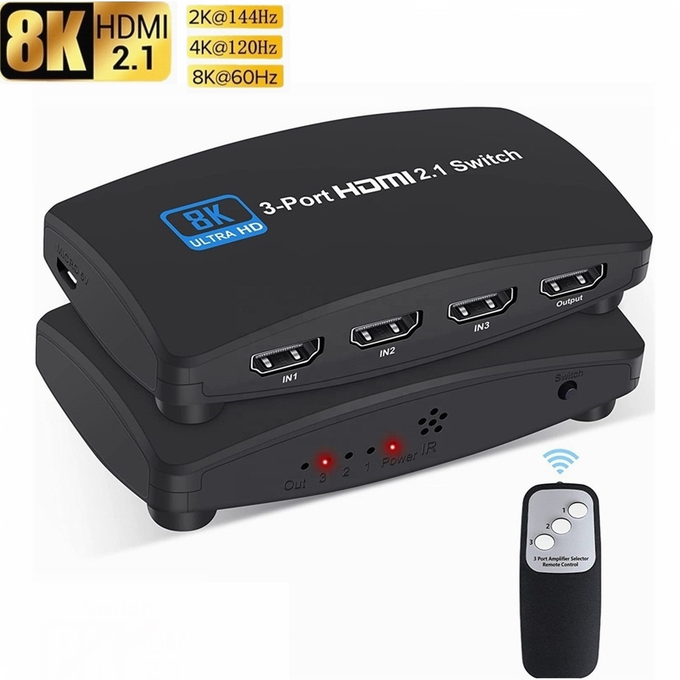 8K@60hz 4K@120hz HDMI Switch 3x1 8K HDMI 2.1 Switcher adapter 3 in 1 Out Hdmi2.1 switcher Converter For PS4 PS5 HDTV Projecto