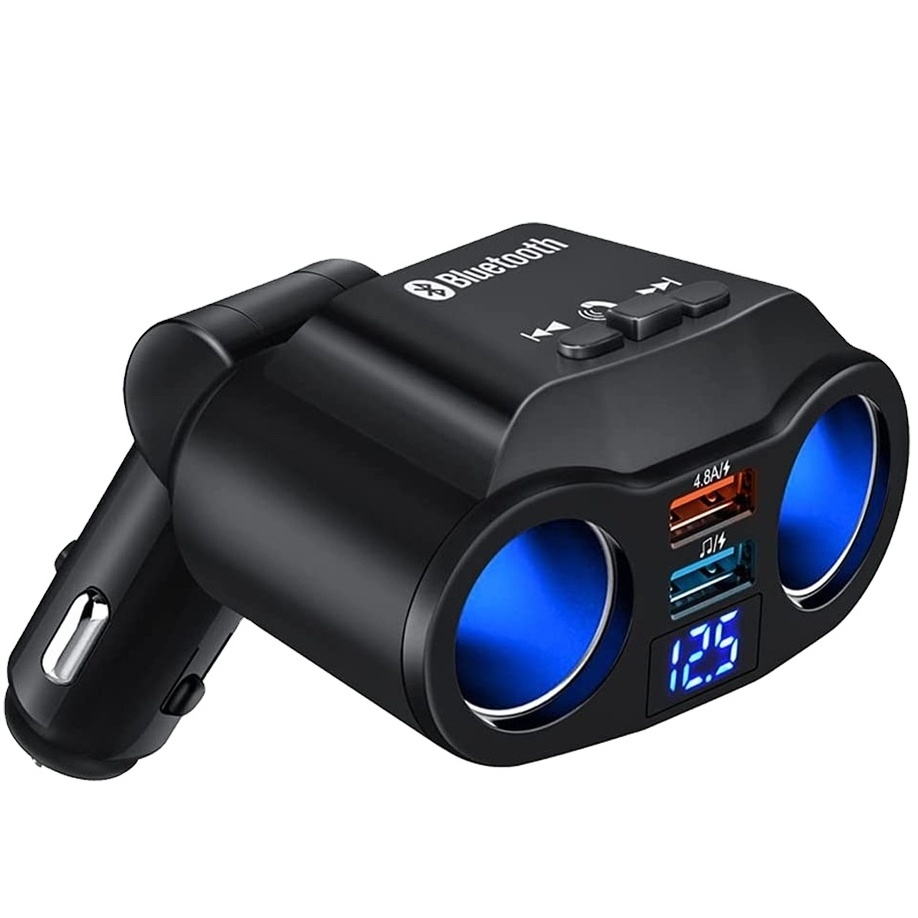 Bluetooth 5.0 FM Transmitter Car Kit MP3 Modulator Player Wireless Handsfree Audio Receiver Dual USB Charger 2 Cigarette Lighter