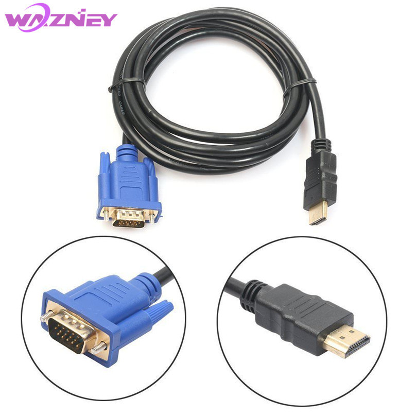 1080p 1.8M HDMI to VGA Cable HDMI Male To VGA 15 Pin Male 1.8 Meter HD Cable Gold Plated Connector For PC Tablet laptop PC TV