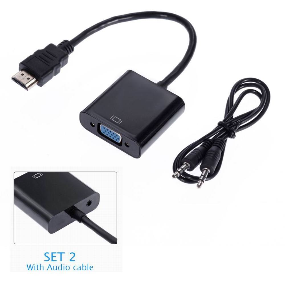 HDMI to VGA Adapter With 3.5mm jack Audio Converter Cable HDMI Male To VGA Female Video Converter Adapter 1080P For PC Tablet la