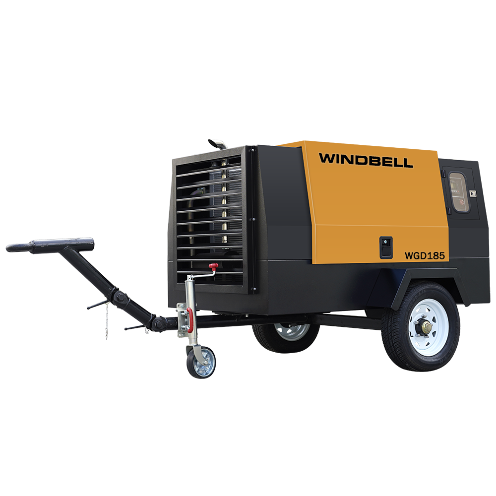 21Bar Screw Diesel Air Compressor 185 Cfm Air Compressor Diesel Portable Mining Air Compressor Diesel Engine 185Cfm Jack Hammer