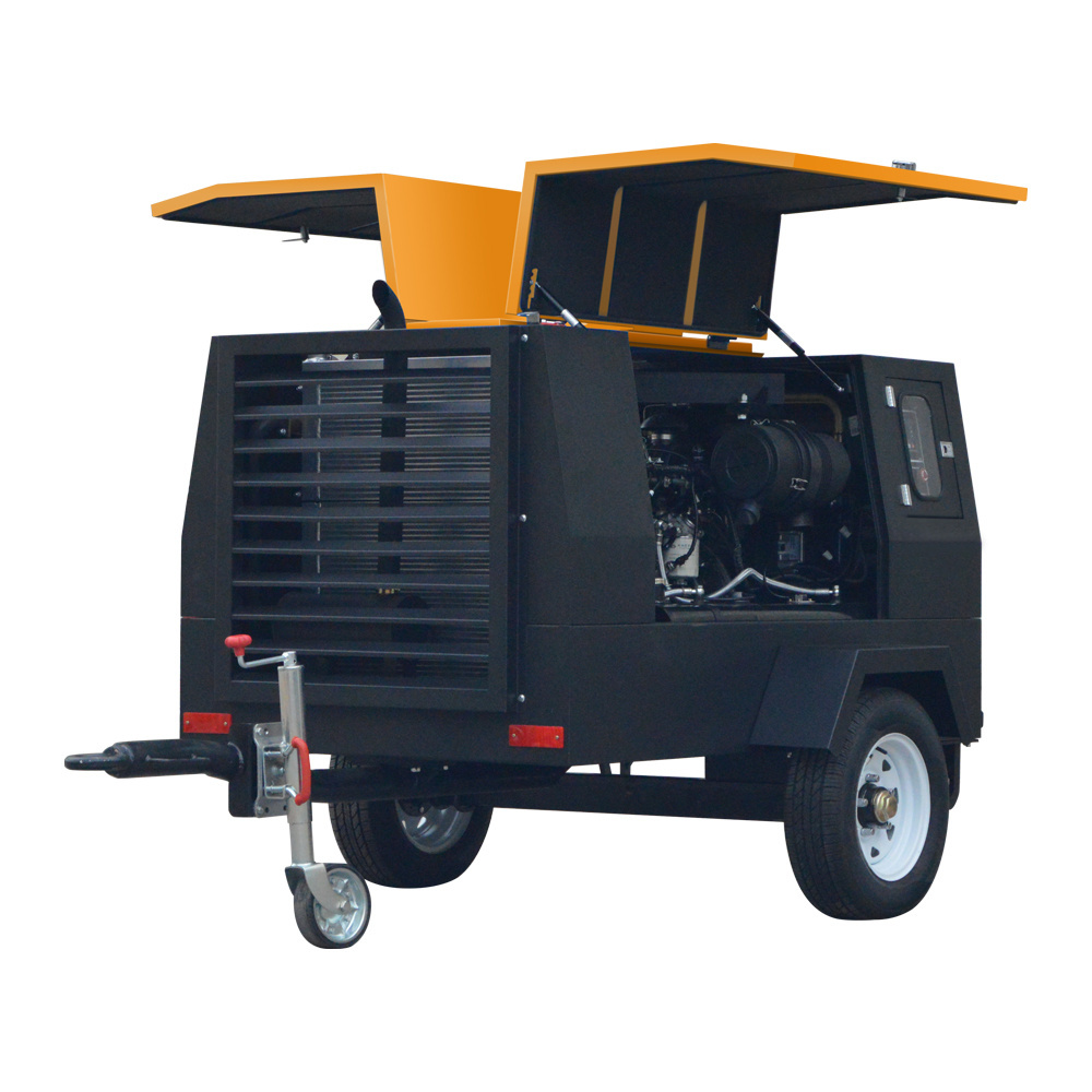 7Bar 12 Bar 185 Cfm High Pressure Diesel Driven Mobile Screw Diesel Air Compressor Portable