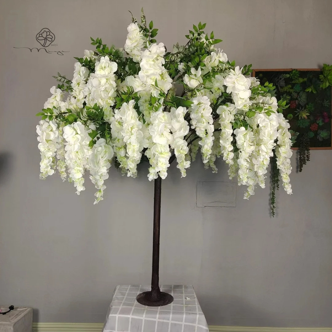 Customized White indoor wisteria flowers artificial bonsai tree from china