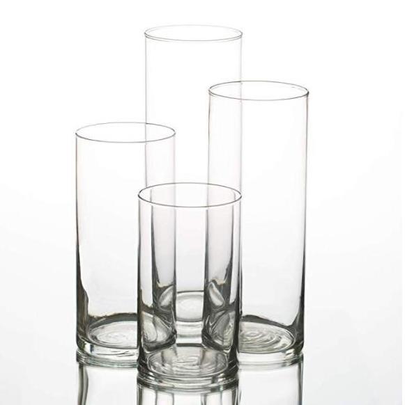 Set of 3 Tall  Clear Cylinder Wedding Glass Vase /Glass Candle Holder Wedding decoration For Wedding Party Event