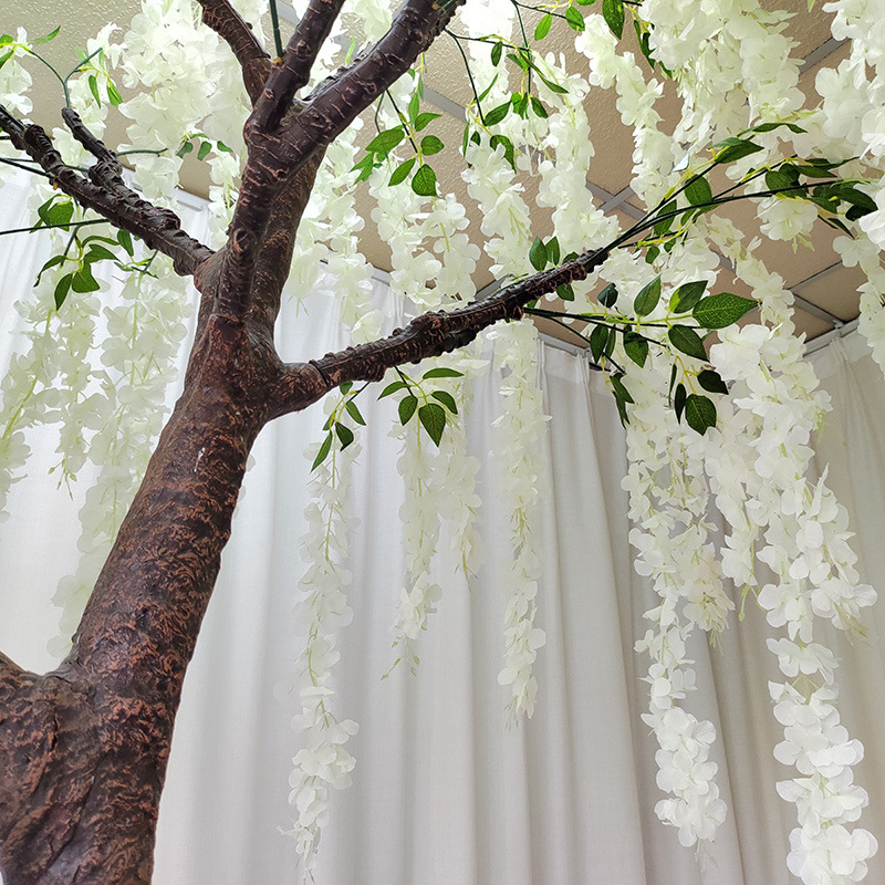 Customized White indoor wisteria flowers artificial bonsai tree from china