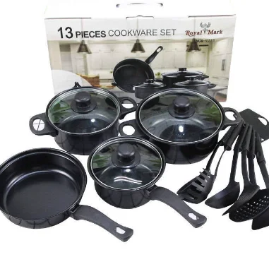 13 Piece Kitchen Non-stick Pots and Pans Set Non Stick Aluminum Cookware Set with Ceramic coating Pots and Frying Pans