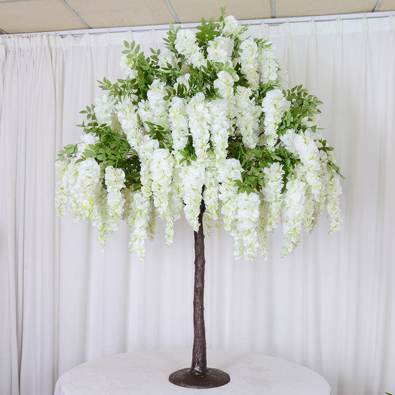 Customized White indoor wisteria flowers artificial bonsai tree from china