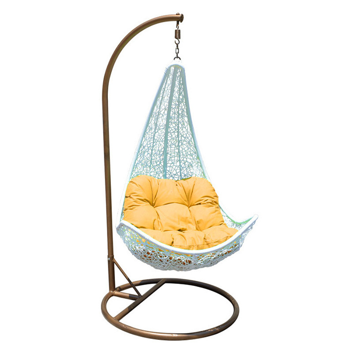 outdoor swivel patio swing chair metal hanging rattan moon hanging chair with stand