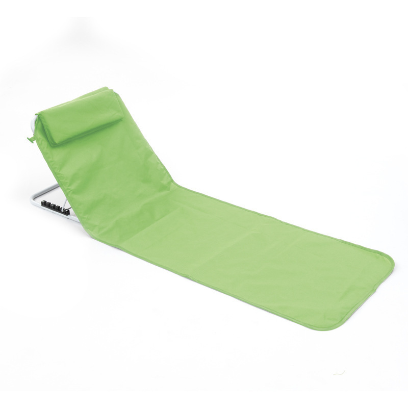 Outdoor Folding Beach Lounge Chair with Backrest Beach Mat Sleeping Pad Cushion Foldable Patio Chaise Lounge Chair