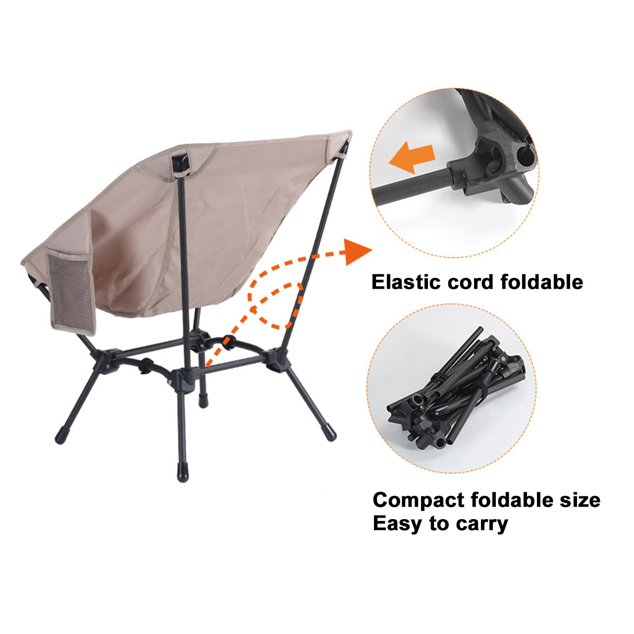 Ultralight Compact Camping Folding Beach Chair with Anti-Sinking Large Feet and Back Support Webbing