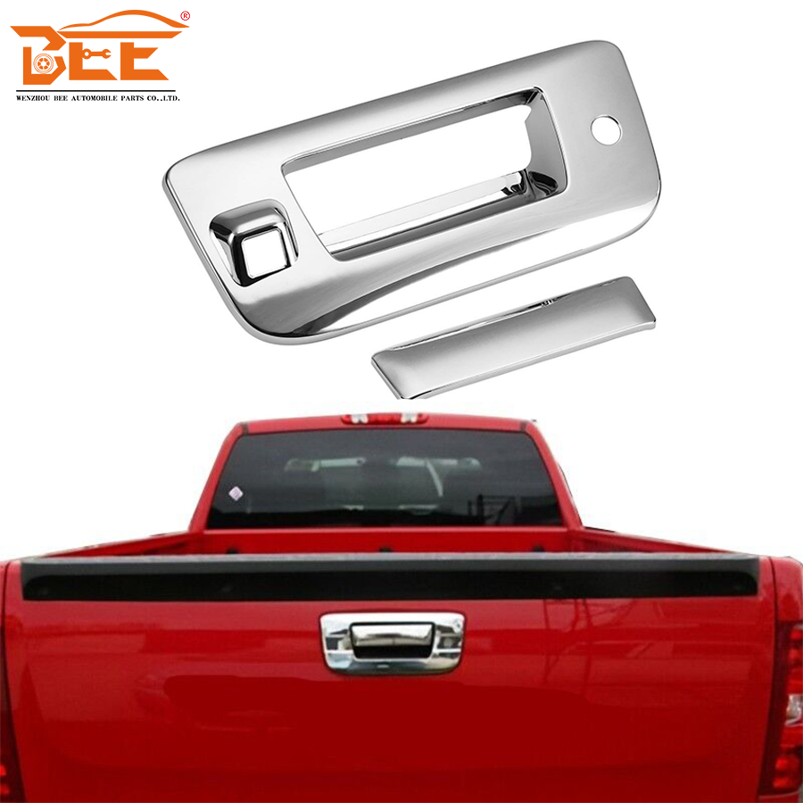 Car  Door Silver Tall Door Handle Cover For Silverado 07-13 With Camera holes keyhole