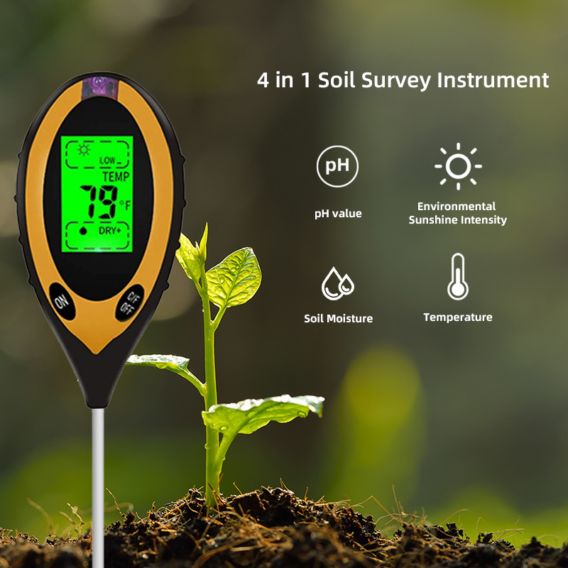 4 In 1Digital Soil Ph Meter  Soil Moisture Meter  Soil Test Kit Plant Water Tester For Houseplants