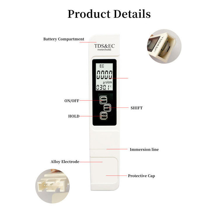 Hot Sale EC And TDS Meter High Accuracy Pen Type ECTDS Temperature Meter