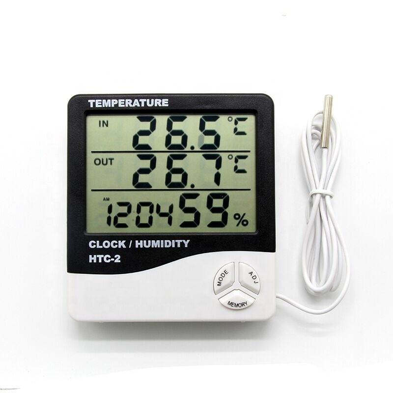 HTC-2 Digital Clock Thermometer Hygrometer LCD Display Electronic Temperature Humidity Meter